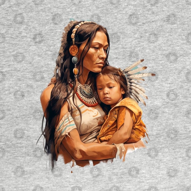 Native American Mother & Son by Chromatic Fusion Studio
